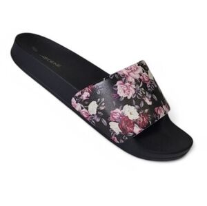 Ardene Black Floral Women's Slide Sandals